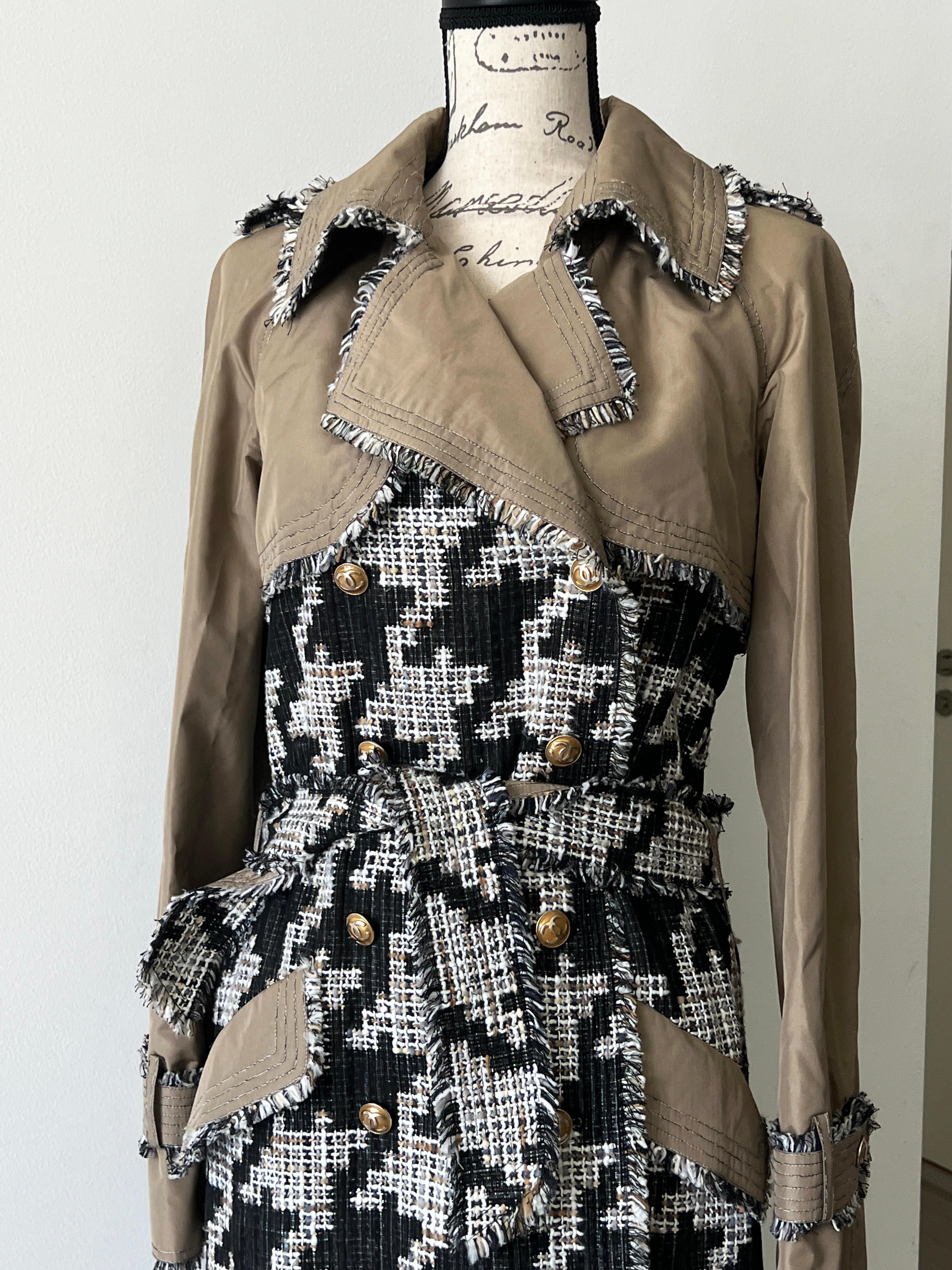 Chanel Super Rare Tweed Belted Trench Coat 2