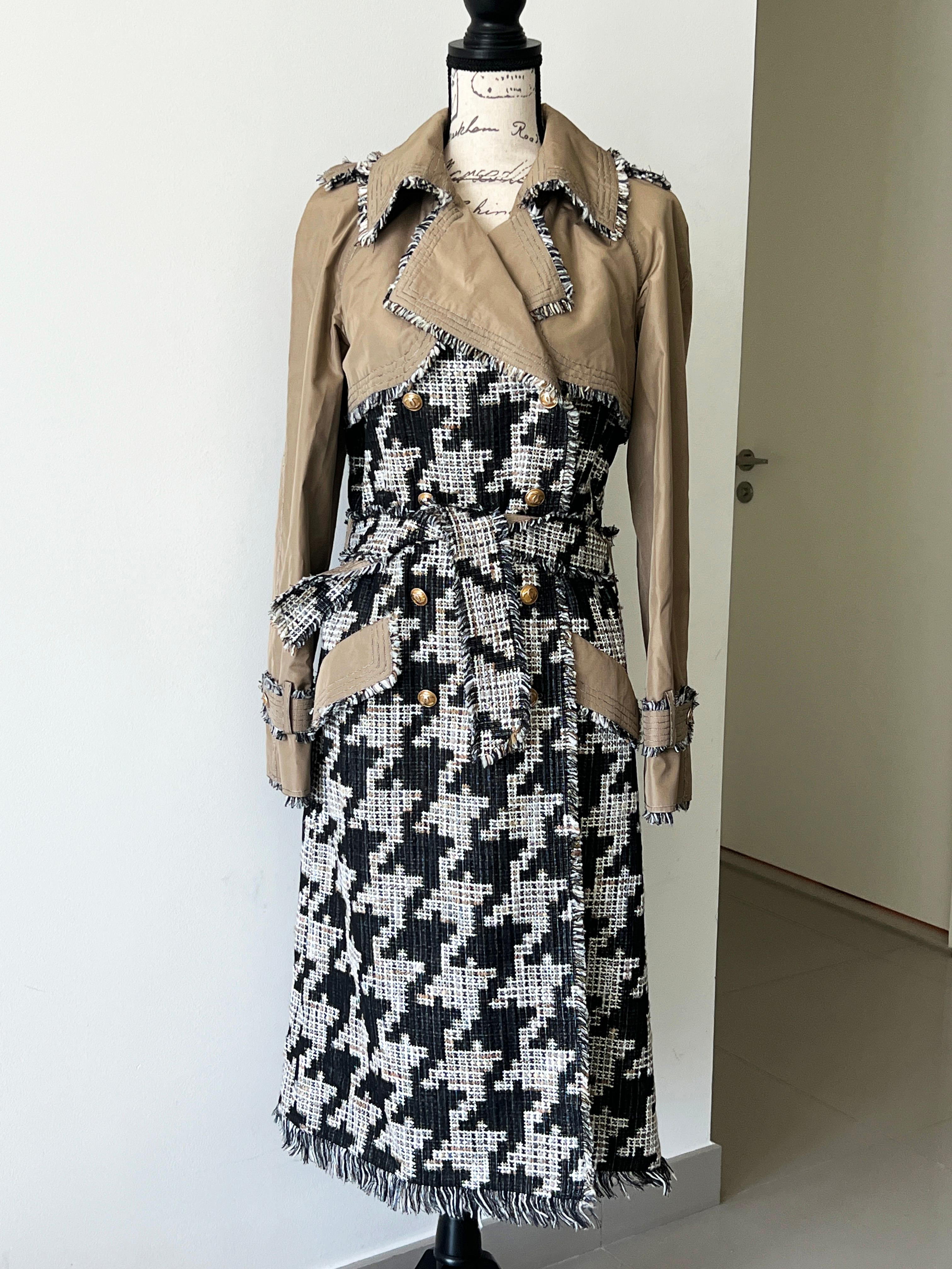 Chanel Super Rare Tweed Belted Trench Coat 3