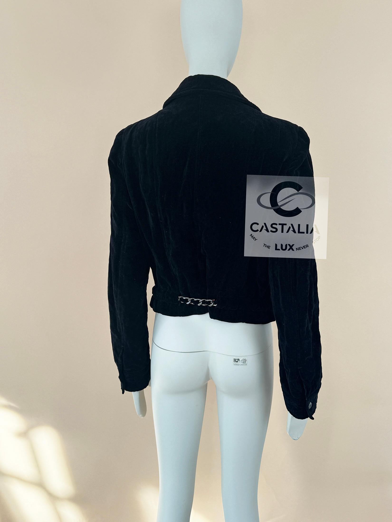 Chanel Super Rare Bikerjacke aus Samt mit Kettengürtel 40 FR im Angebot 6