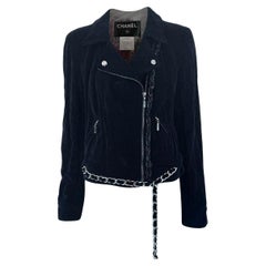 CHANEL Relic Rock’n’Roll Black Velvet Biker Jacket 40 FR