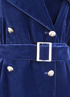 Chanel Super Rare Velvet Trench Coat in Royal Blue