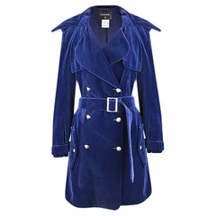 Chanel Super Rare Velvet Trench Coat in Royal Blue