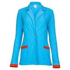 Chanel Super Rare Vintage CC Logo Turquoise Jacket 40 FR
