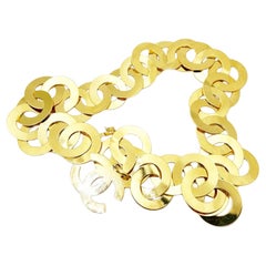 Chanel Super Rare Vintage Gold Plated Giant Ring Necklace Belt