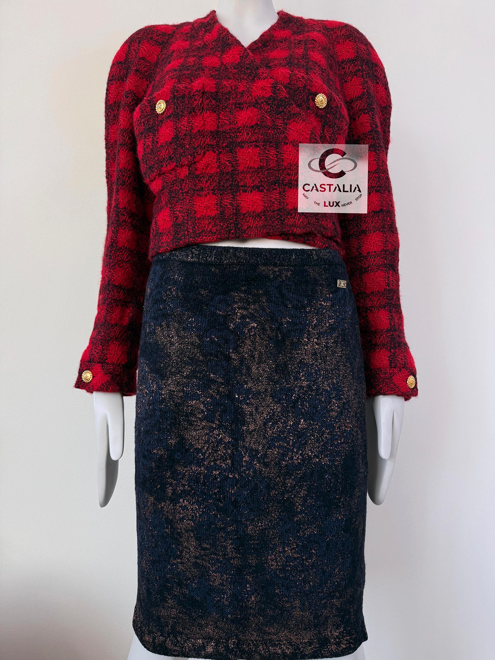 Giacca Chanel super elegante in tweed rosso 42 FR in vendita 5