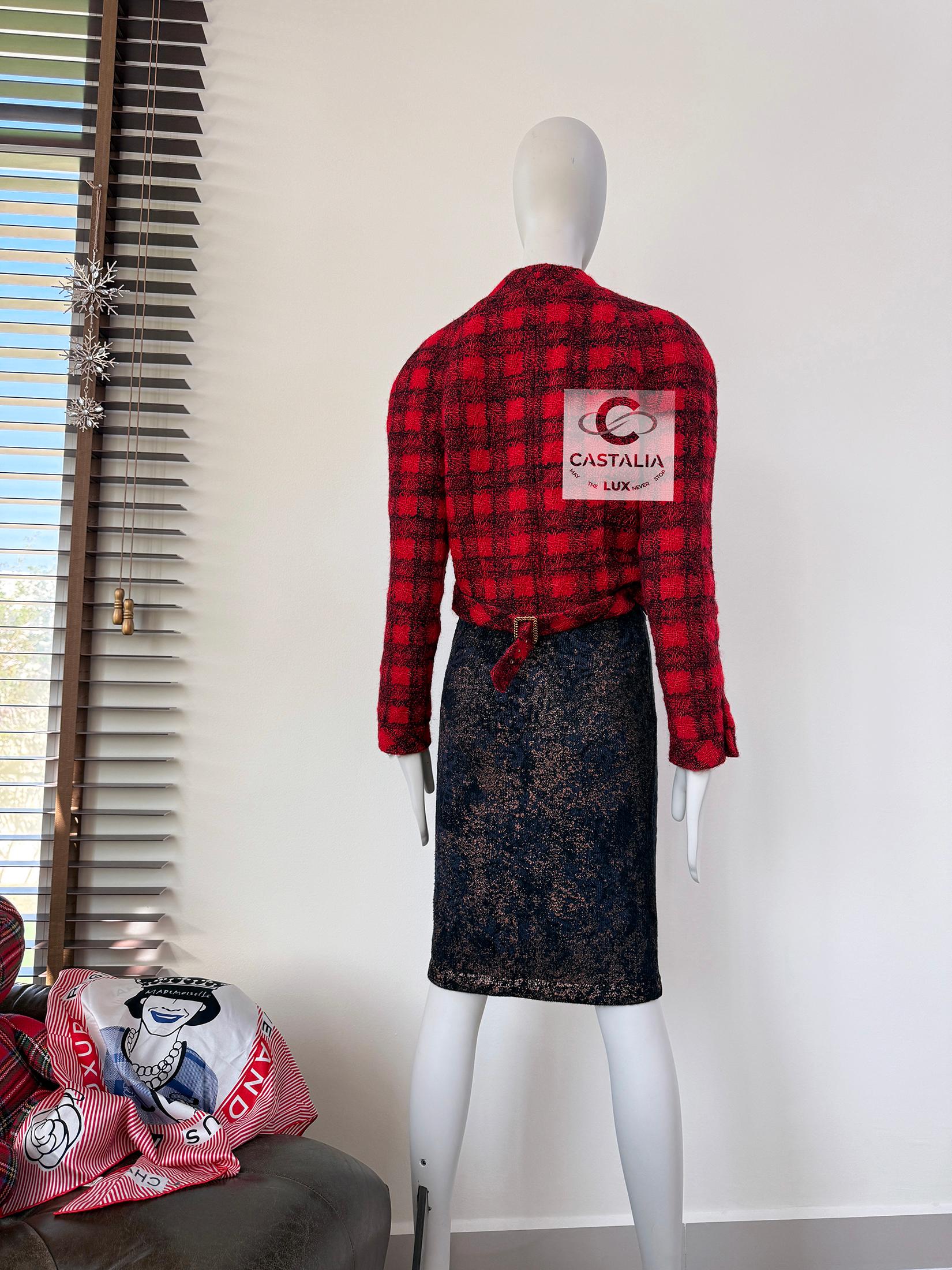 Giacca Chanel super elegante in tweed rosso 42 FR in vendita 6