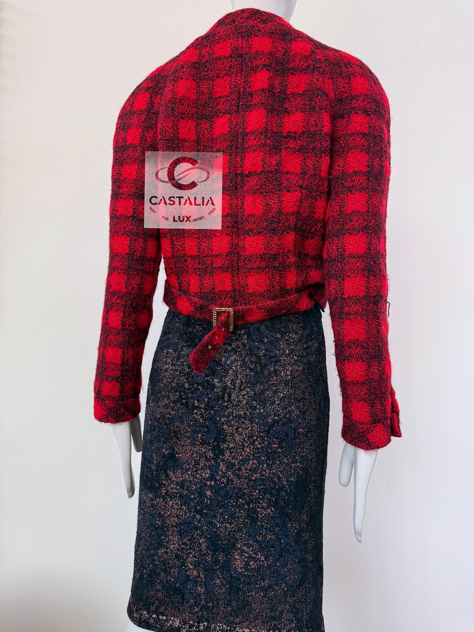 Giacca Chanel super elegante in tweed rosso 42 FR in vendita 7