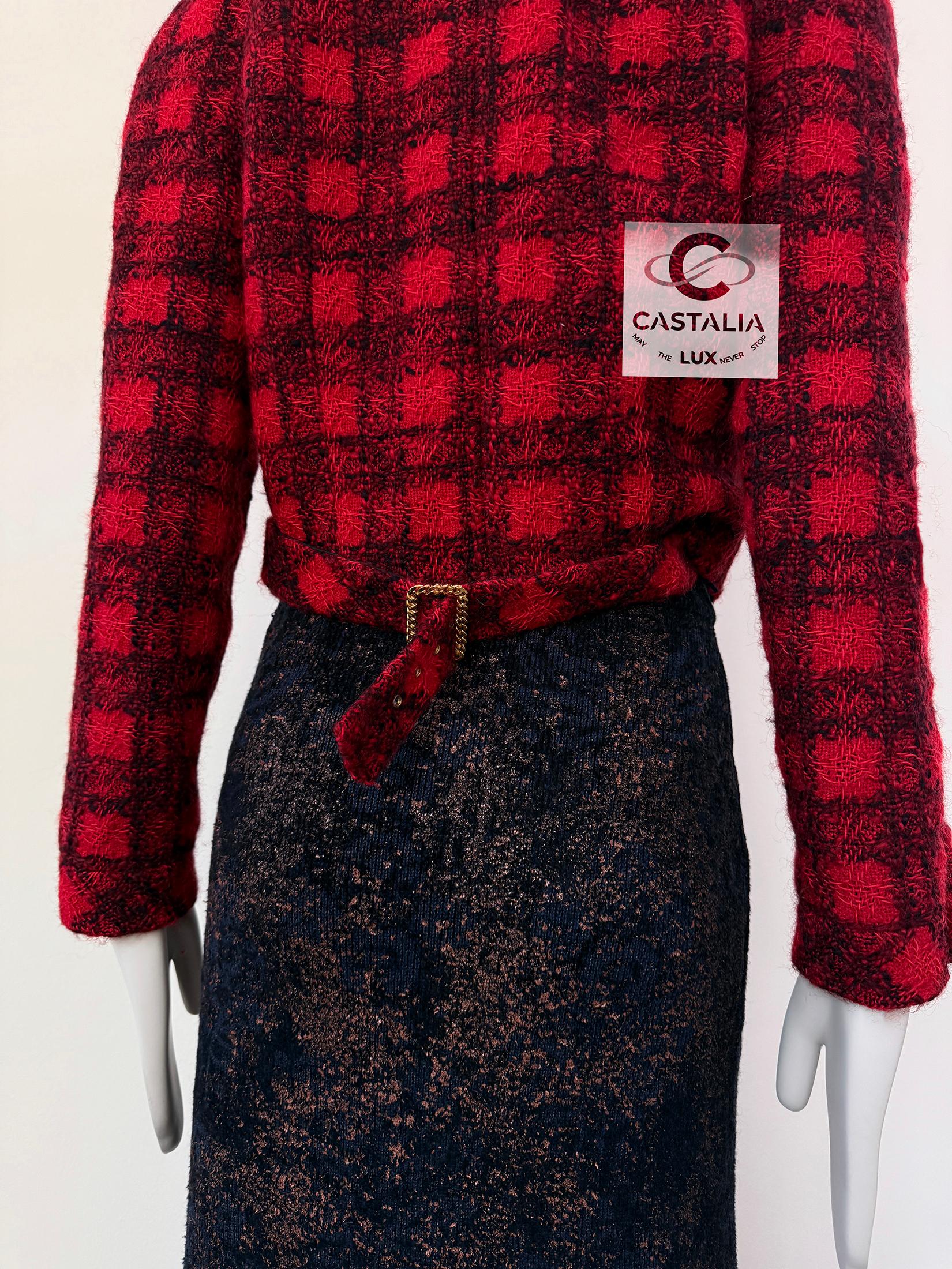 Giacca Chanel super elegante in tweed rosso 42 FR in vendita 8