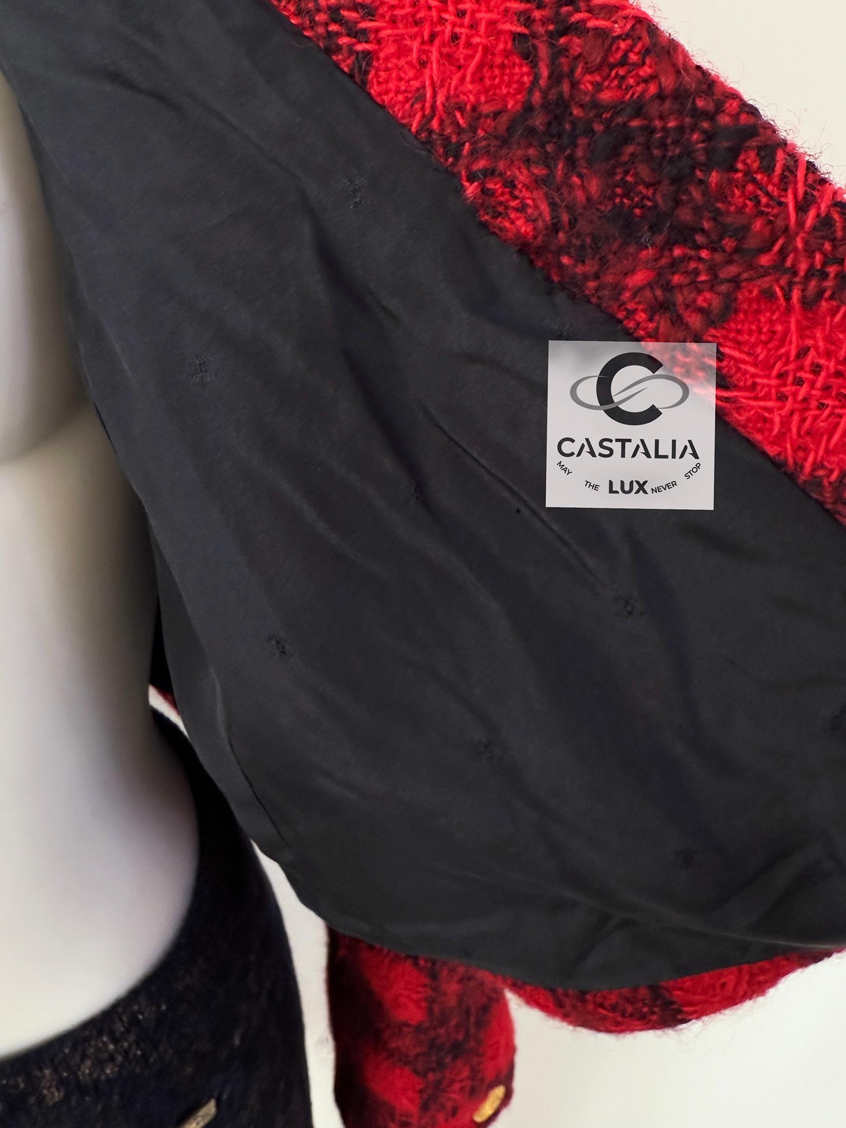 Giacca Chanel super elegante in tweed rosso 42 FR in vendita 10