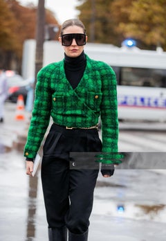 Chanel Super Stylish Red Crop Tweed Jacket 42 FR