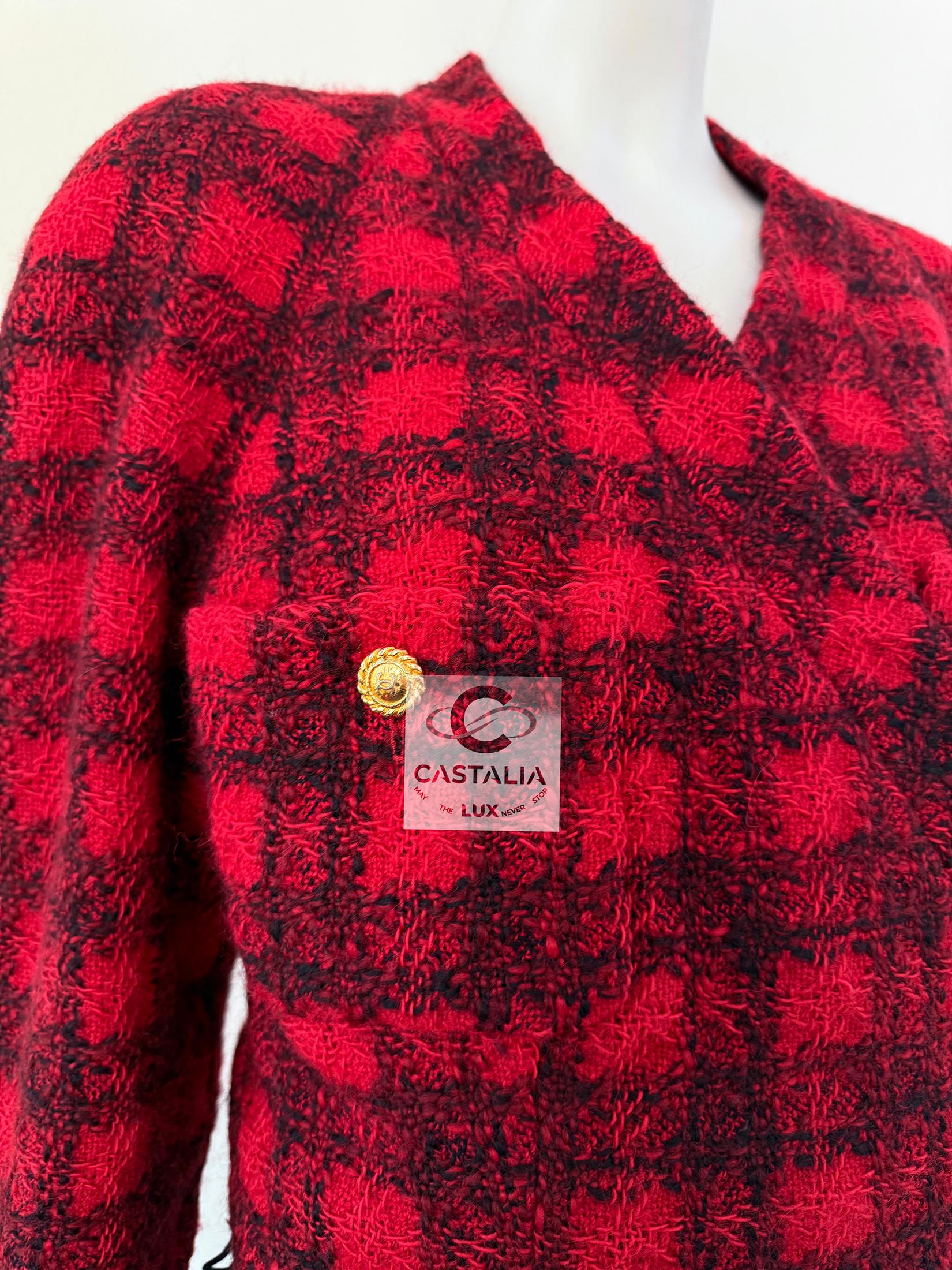 Giacca Chanel super elegante in tweed rosso 42 FR in vendita 1