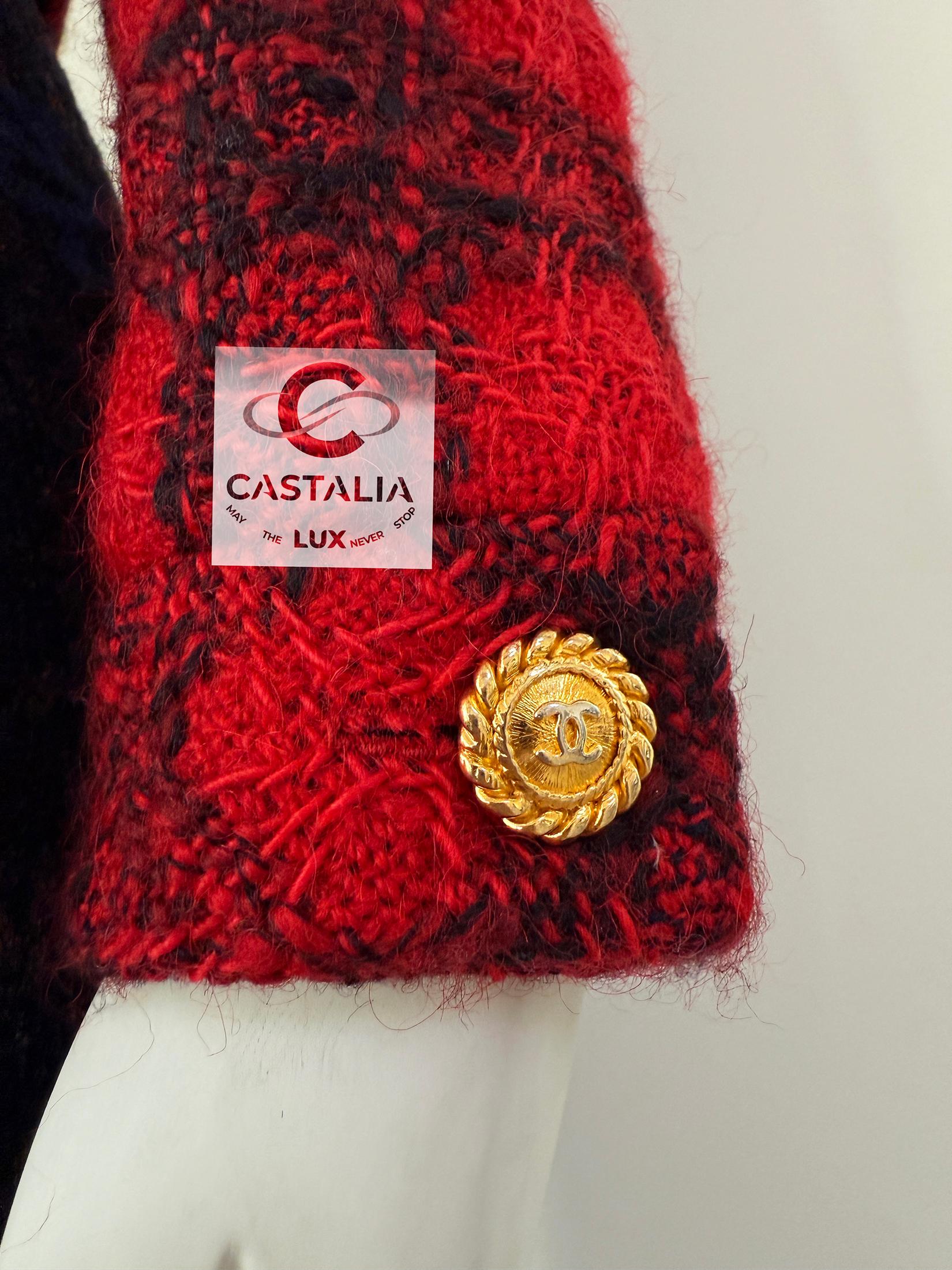 Giacca Chanel super elegante in tweed rosso 42 FR in vendita 3