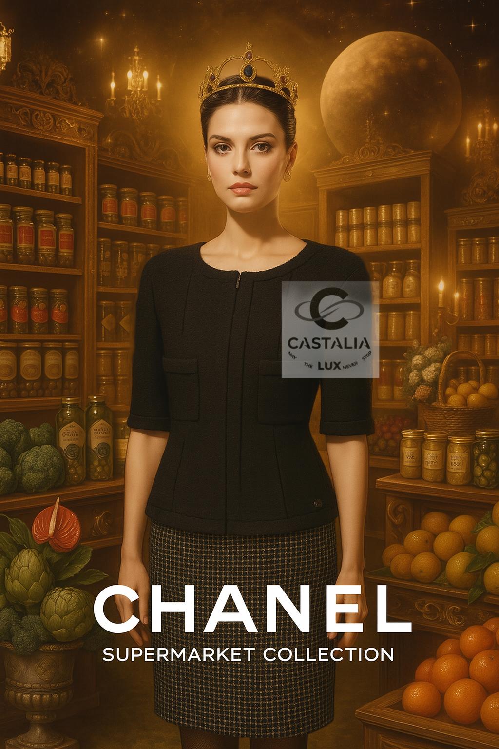Chanel Colección Supermercado Chaqueta de tweed negra 38 FR Negro en venta