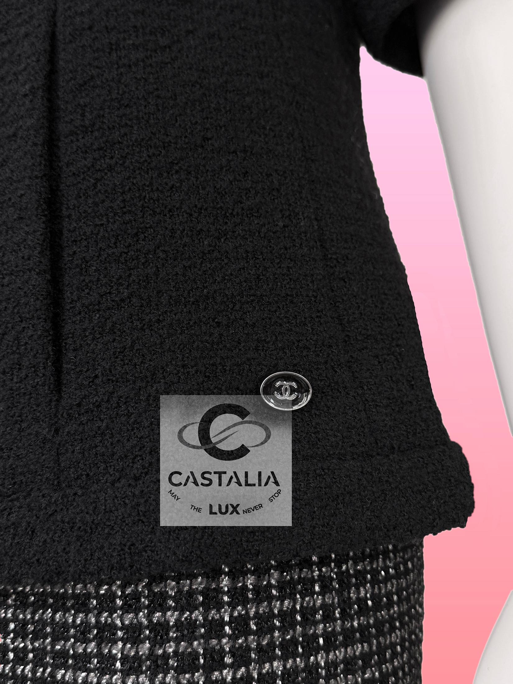 Chanel Colección Supermercado Chaqueta de tweed negra 38 FR en venta 2