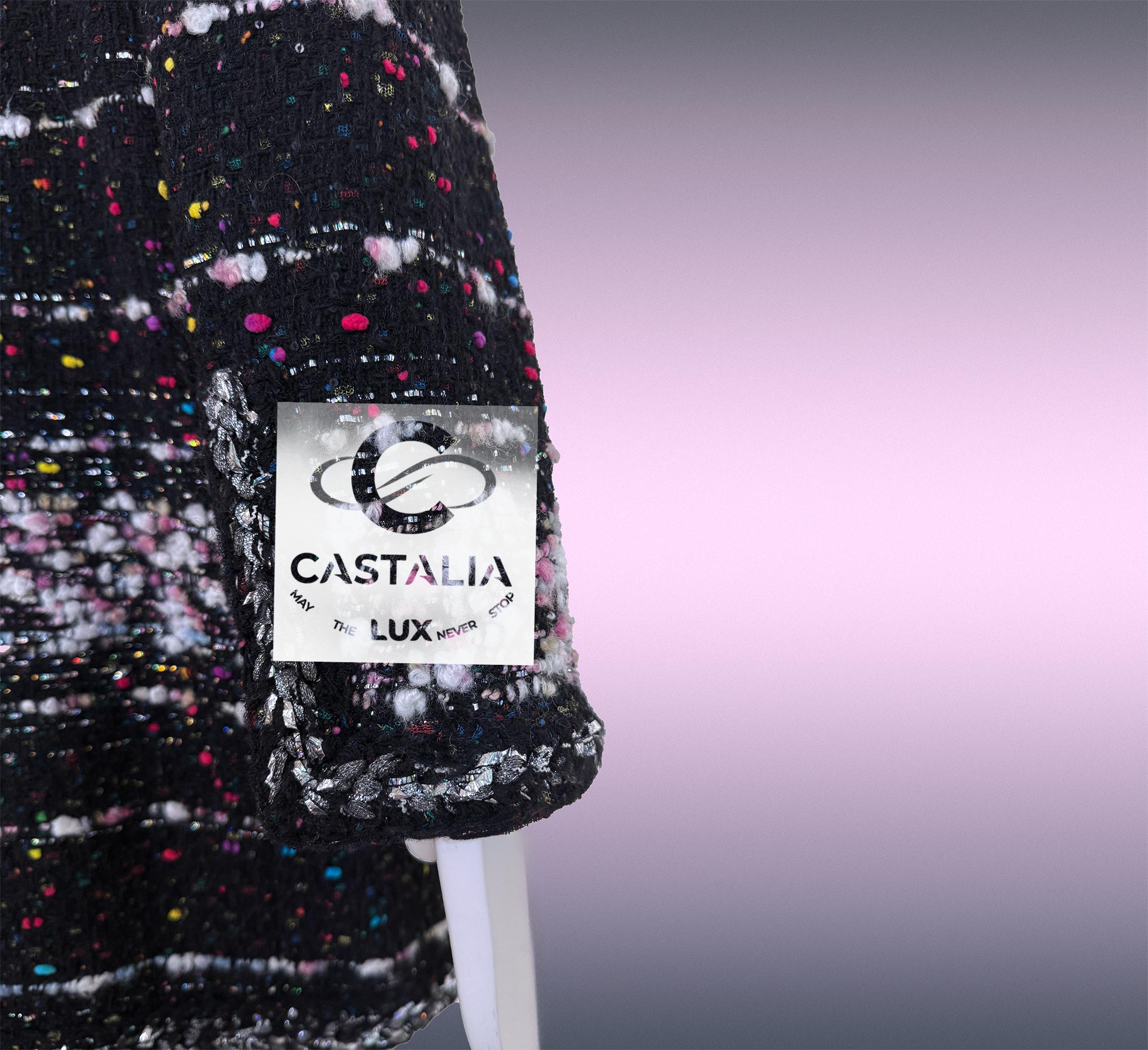 CHANEL Colección Supermercado Abrigo Confetti Tweed 46 FR en venta 8