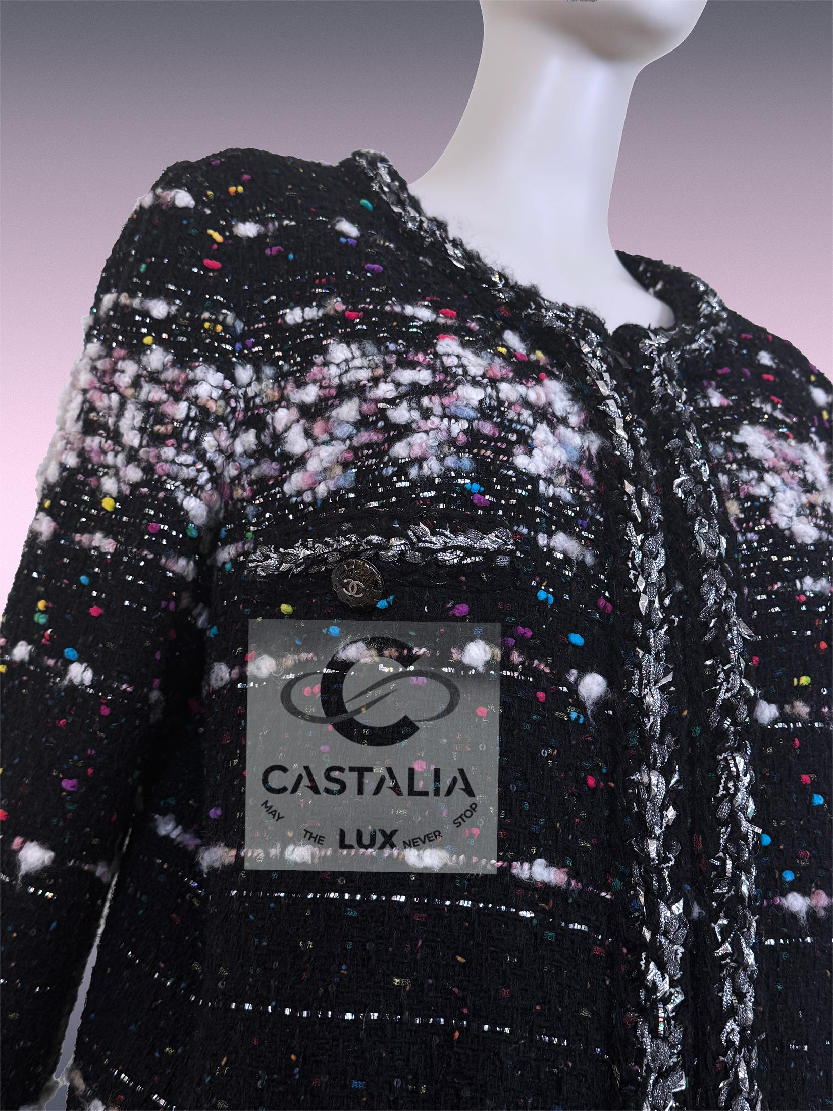 CHANEL Supermarket Collection Confetti Tweed Coat 46 FR en vente 9
