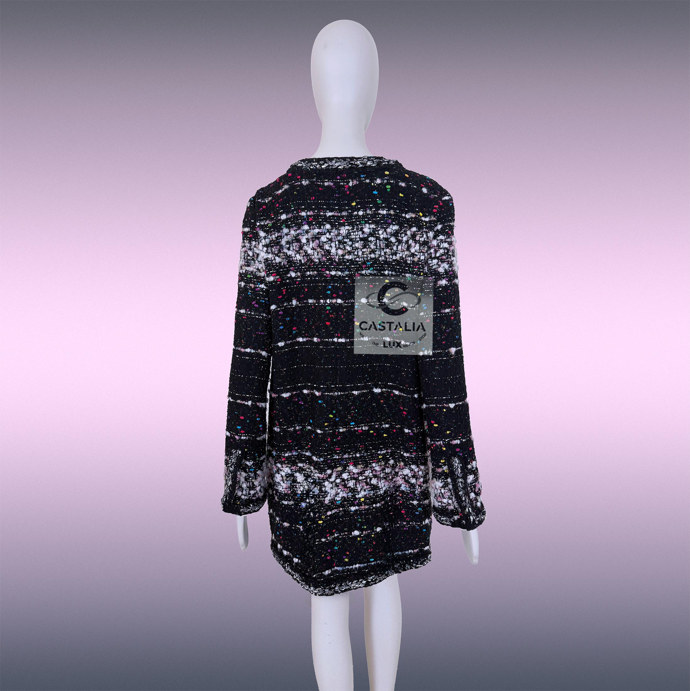 CHANEL Supermarket Collection Confetti Tweed Coat 46 FR en vente 11