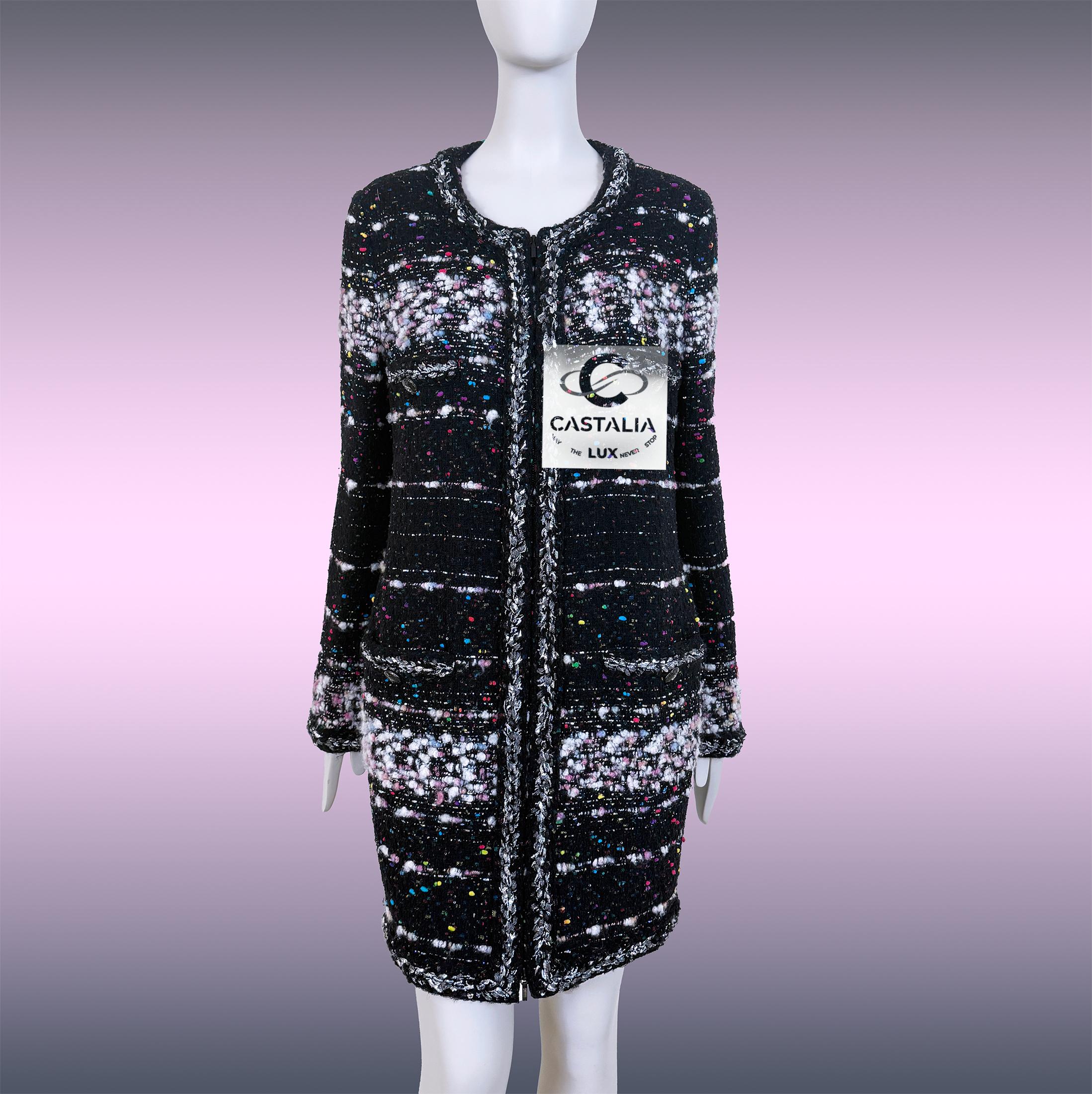 CHANEL Colección Supermercado Abrigo Confetti Tweed 46 FR en venta 2