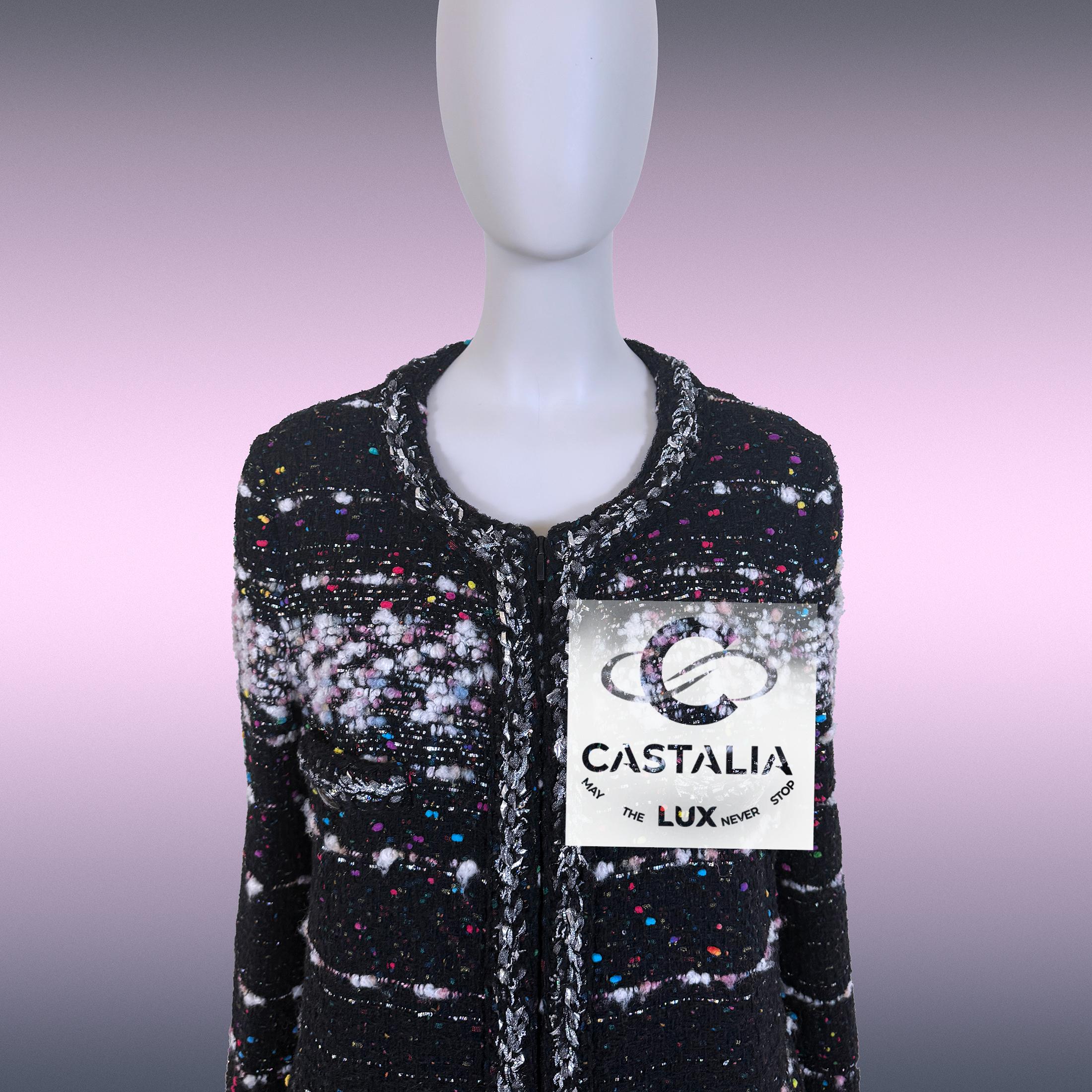 CHANEL Colección Supermercado Abrigo Confetti Tweed 46 FR en venta 3