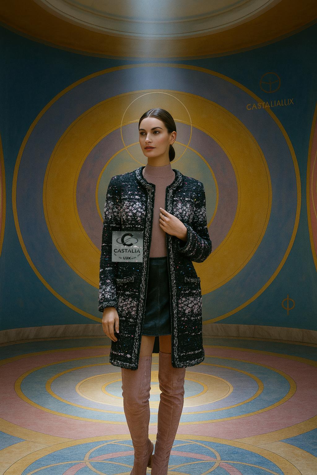 CHANEL Supermarket Collection Confetti Tweed Coat 46 FR Neuf - En vente à Dubai, AE