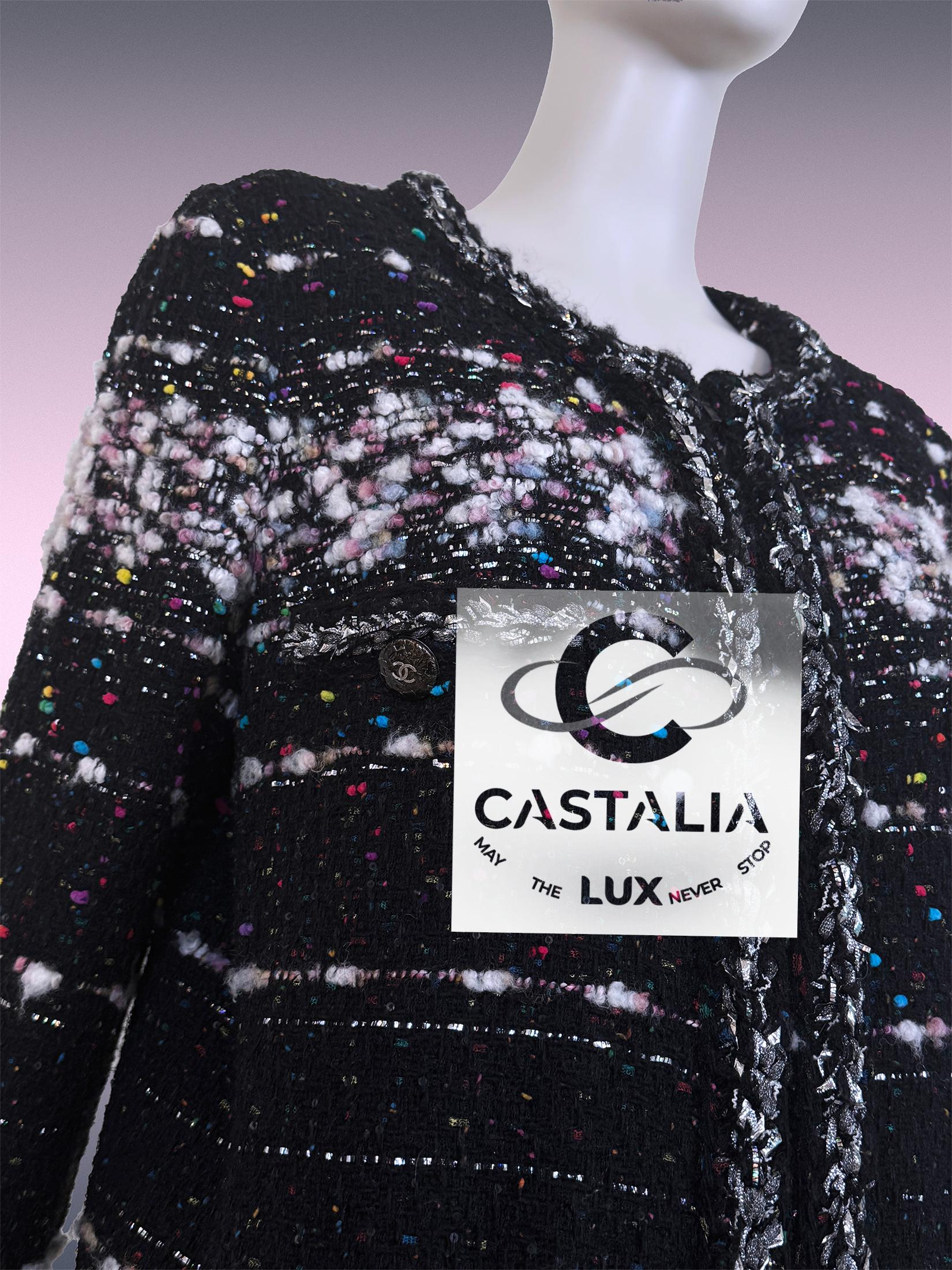 CHANEL Colección Supermercado Abrigo Confetti Tweed 46 FR en venta 5