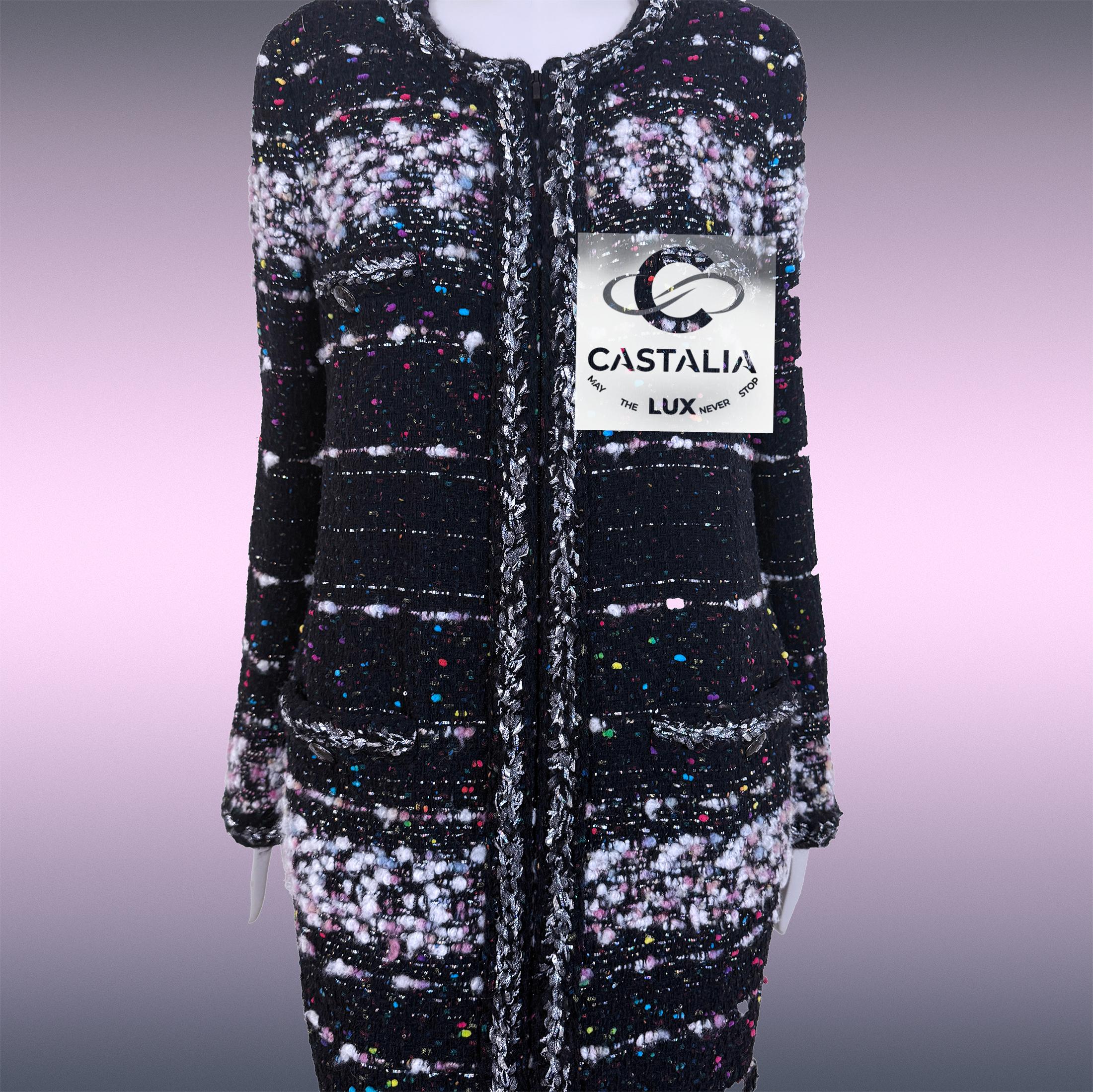CHANEL Colección Supermercado Abrigo Confetti Tweed 46 FR en venta 6