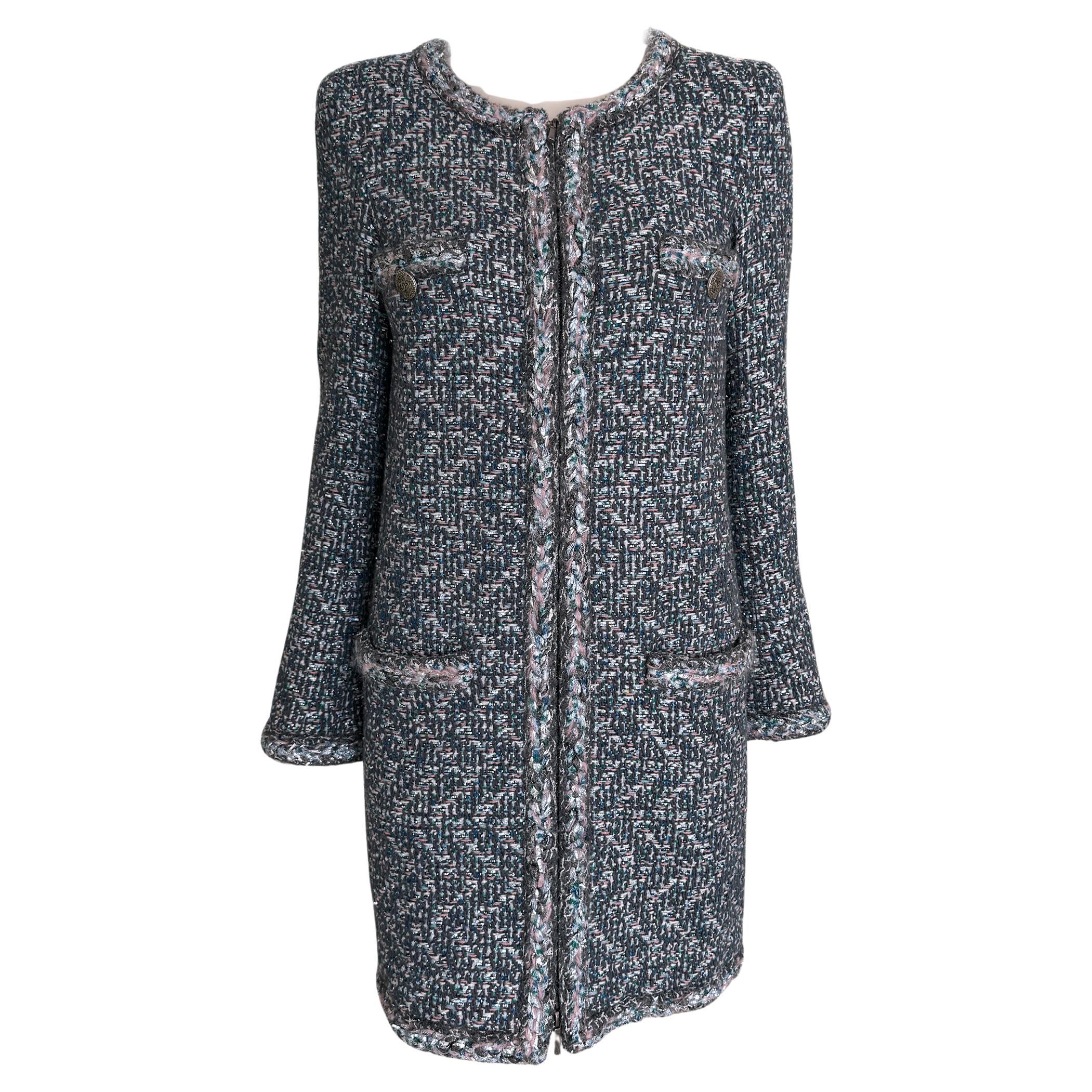 Chanel Supermarket Collection Lesage Tweed Coat 36 FR For Sale