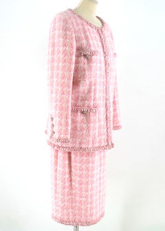 Chanel Supermarket Collection Pink & White Wool Tweed Skirt & Jacket 44