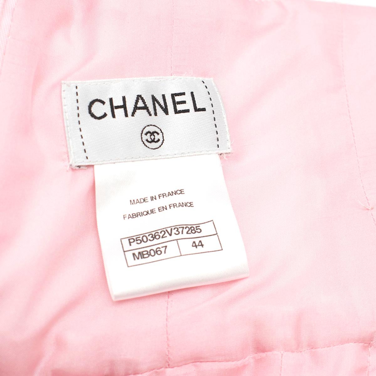 Women's Chanel Supermarket Collection Pink & White Wool Tweed Skirt & Jacket 44