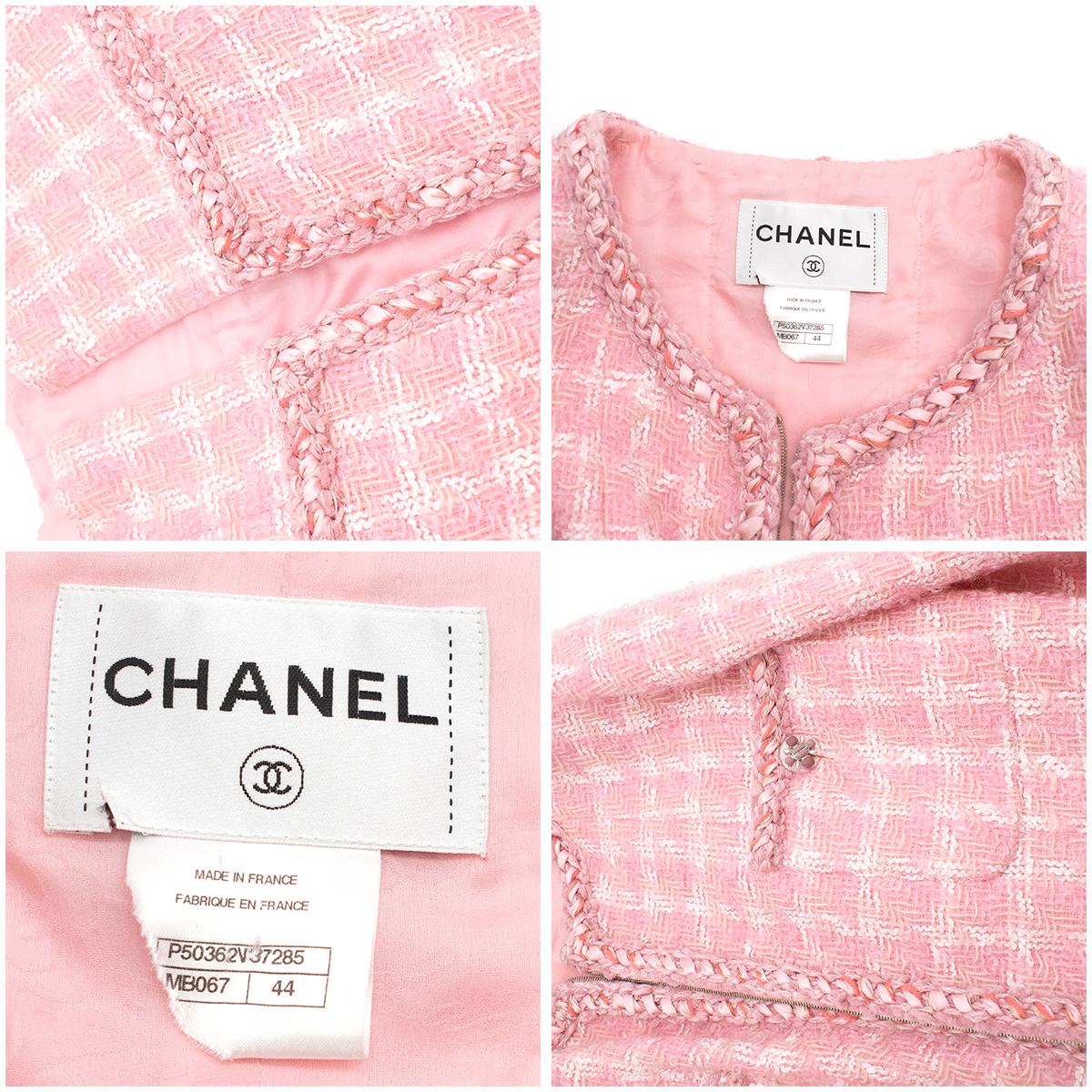 Chanel Supermarket Collection Pink & White Wool Tweed Skirt & Jacket 44 2