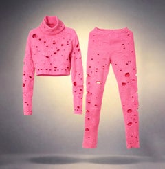 CHANEL Iconic SUPERMARKET Candy-Pink Distressed Lounge Suit 34 FR