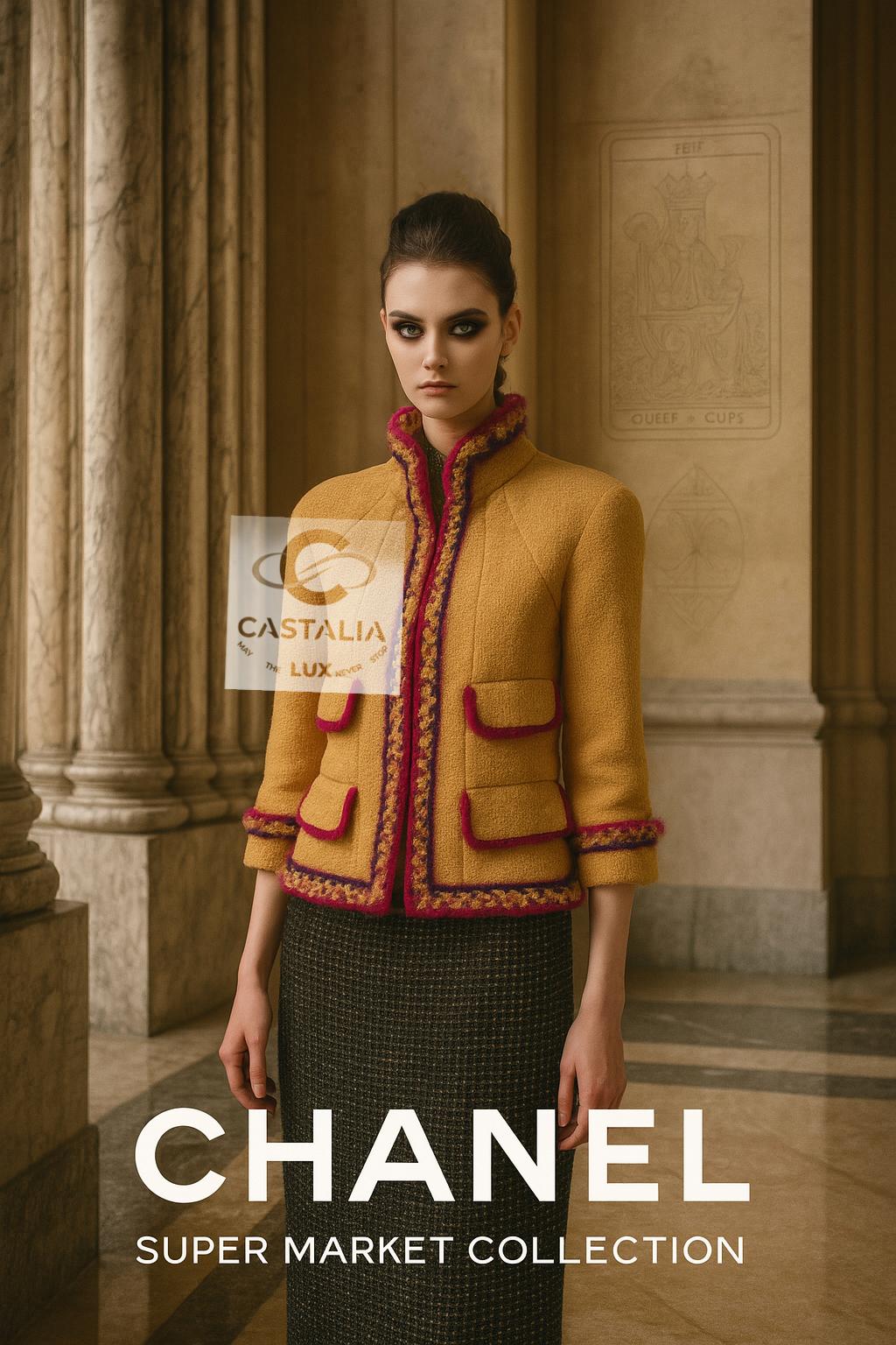 - Un radiante homenaje de Chanel a la opulencia cotidiana

~ Esta chaqueta Chanel de la icónica colección SUPERMERCADO 2014 de Karl Lagerfeld redefine el lujo informal con una audacia juguetona

~ Tal y como se vio en la célebre campaña publicitaria