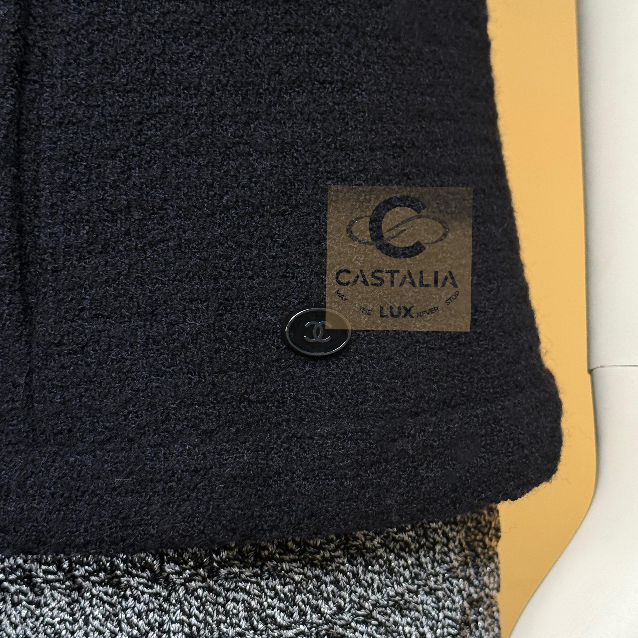 Chanel Supermarket Runway Black Tweed Jacket 38 FR For Sale 6