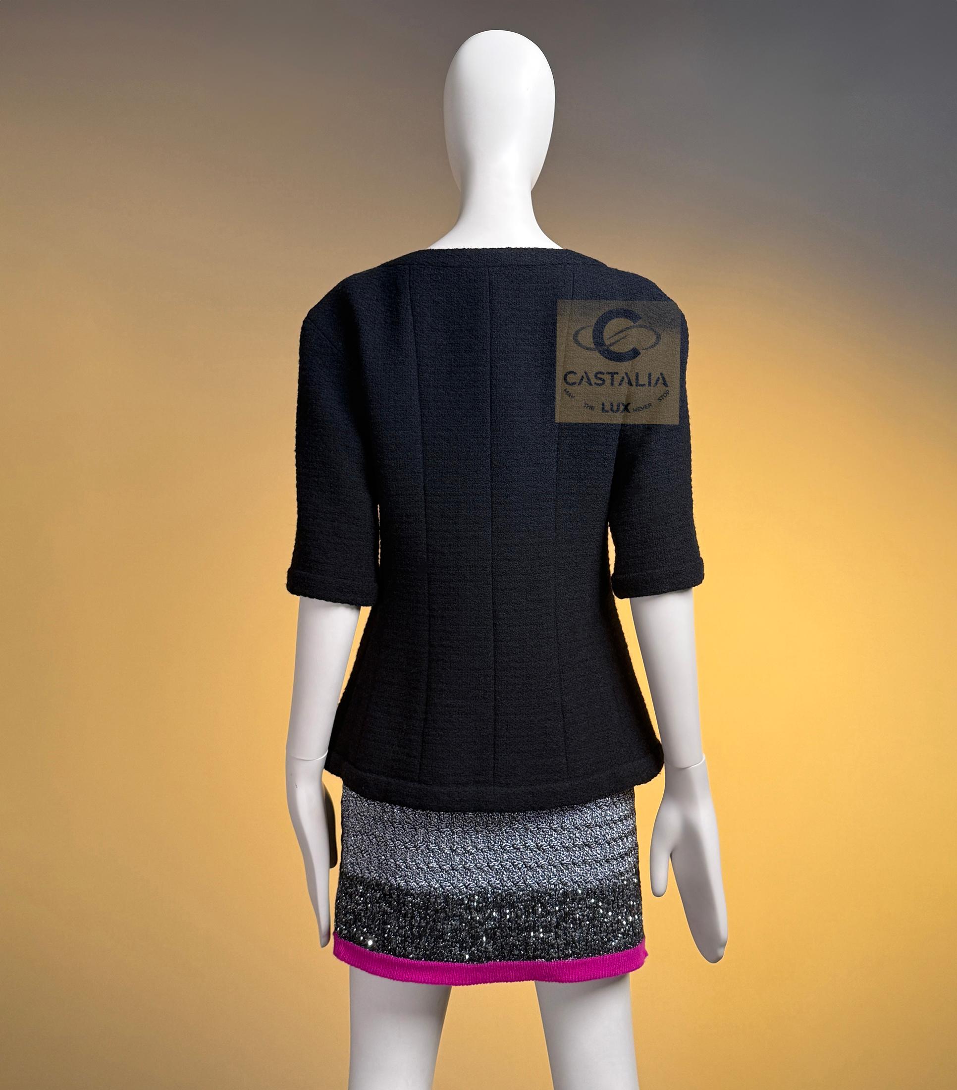 Chanel Supermarket Runway Black Tweed Jacket 38 FR For Sale 8