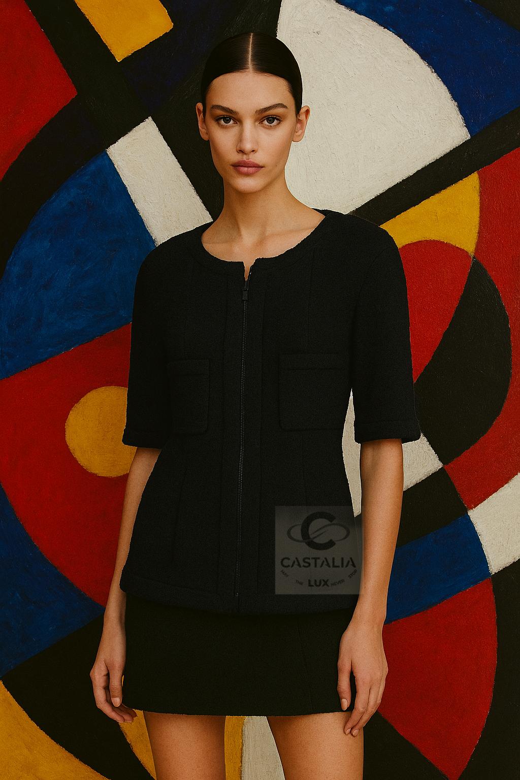 Chanel Supermercado Pasarela Chaqueta de tweed negro 38 FR Negro en venta
