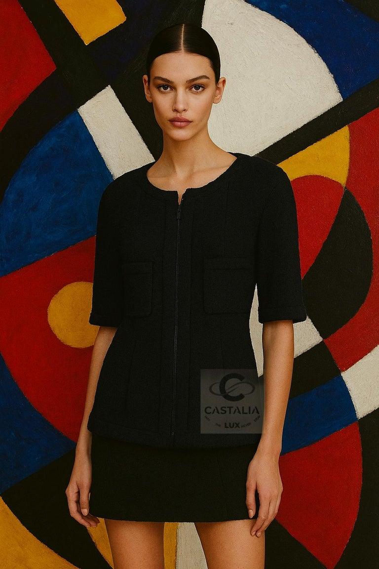 Nero Giacca Chanel Supermarket Runway in tweed nero 38 FR in vendita