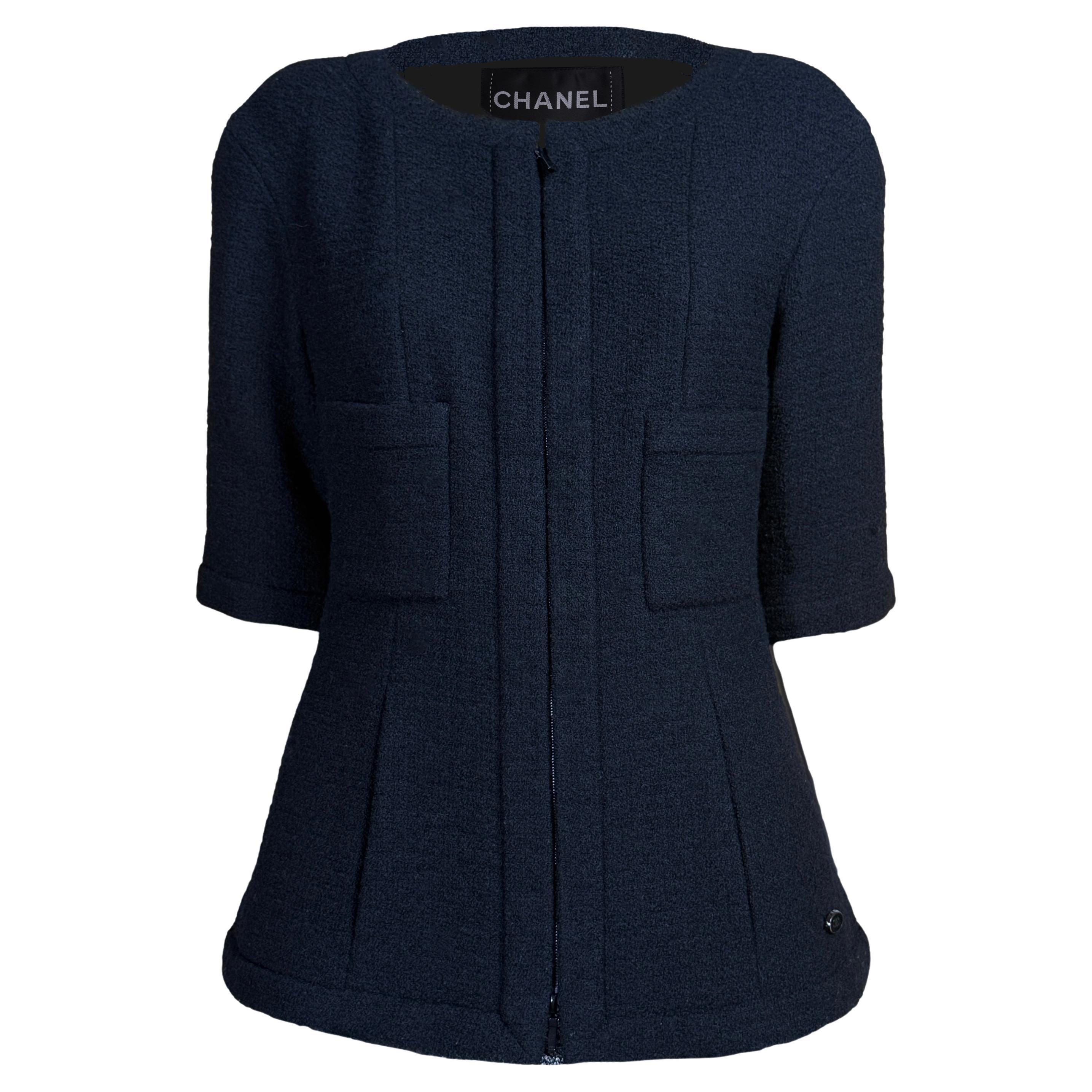 Giacca Chanel Supermarket Runway in tweed nero 38 FR in vendita