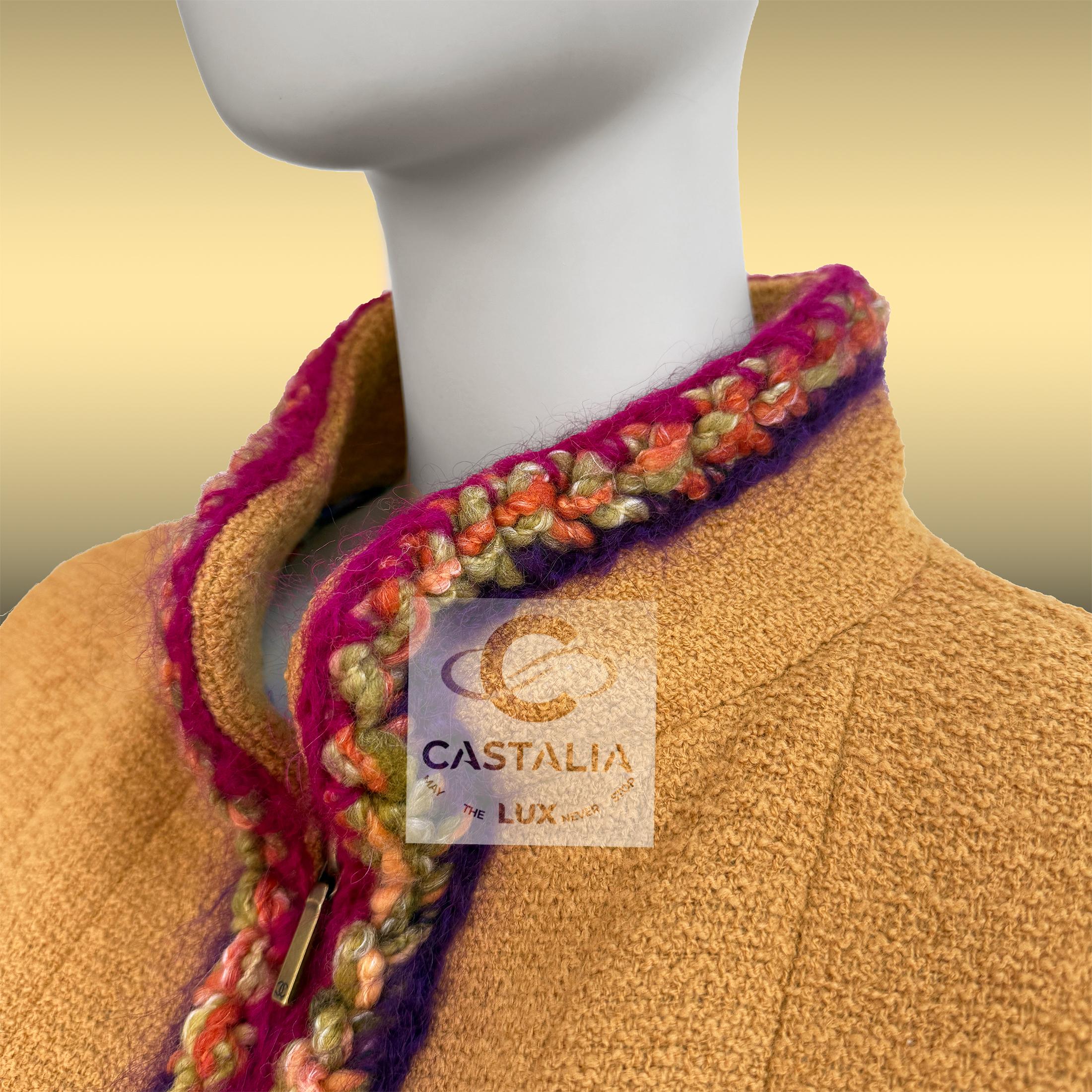 CHANEL Supermarket Runway  Mustard Tweed Jacket 36 FR For Sale 6