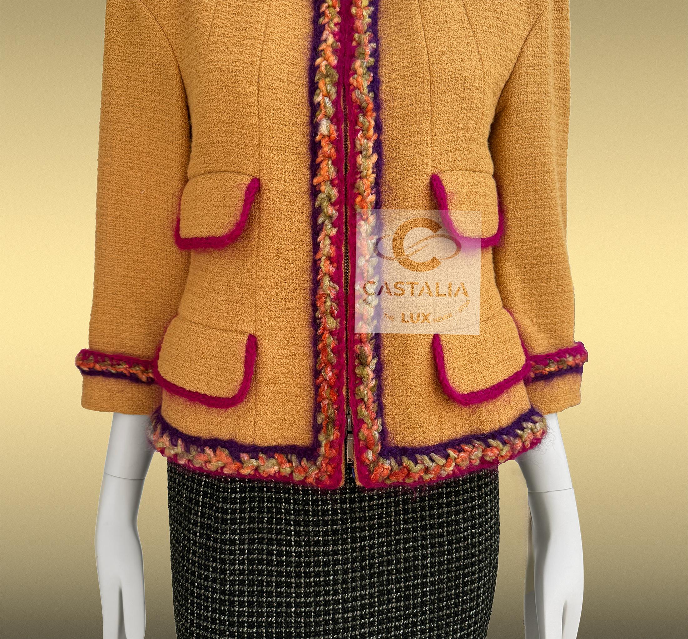 CHANEL Supermarket Runway  Mustard Tweed Jacket 36 FR For Sale 7