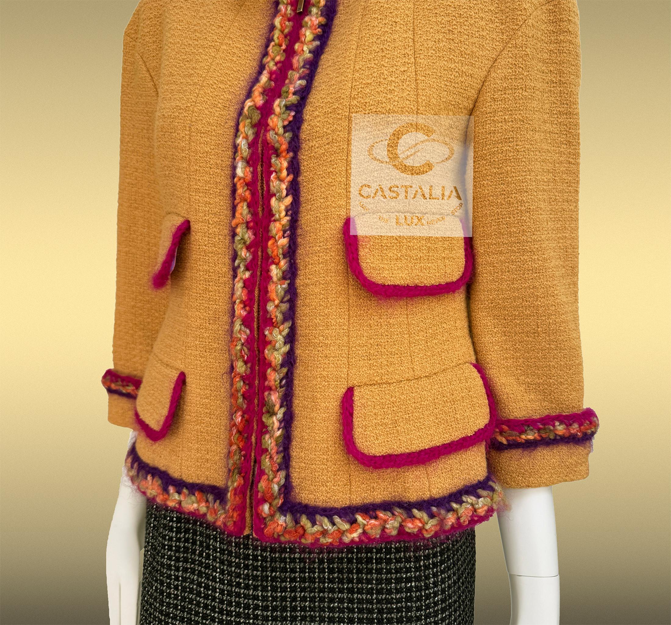 CHANEL Supermarket Runway  Mustard Tweed Jacket 36 FR For Sale 9