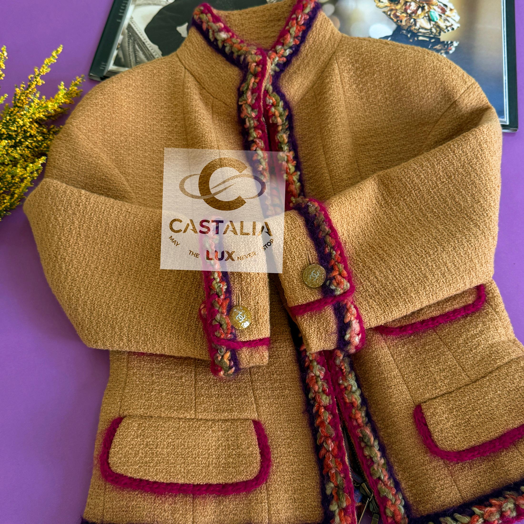 Pasarela Supermercado CHANEL  Chaqueta de tweed mostaza 36 FR en venta 11