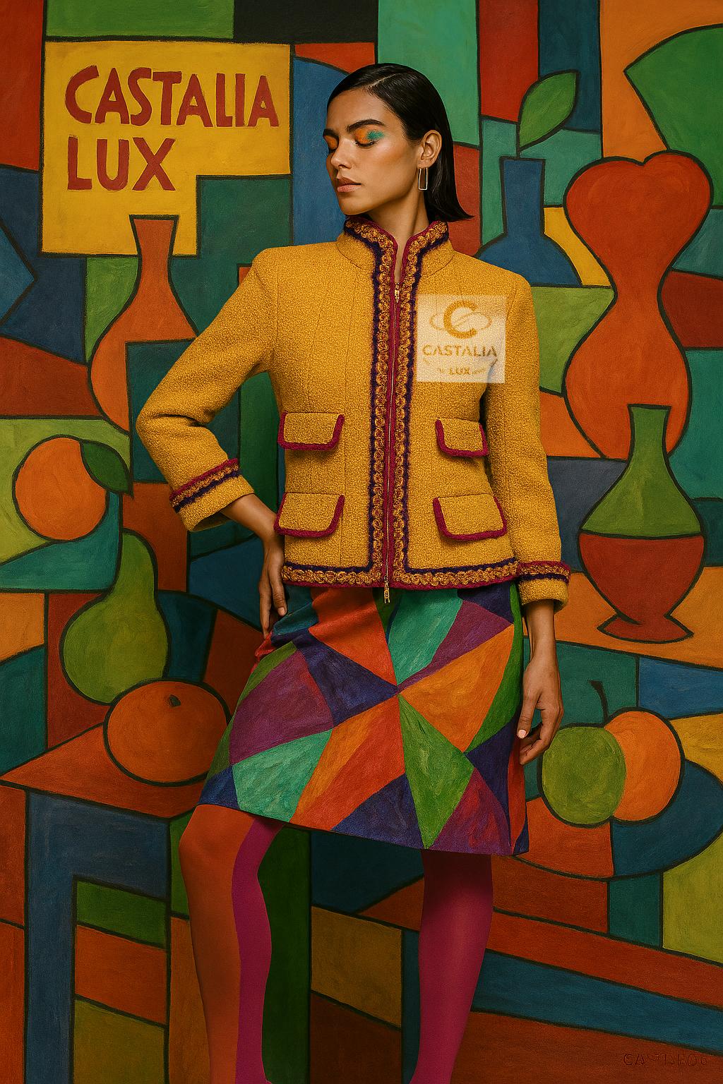 CHANEL Supermarket Runway  Mustard Tweed Jacket 36 FR In New Condition For Sale In Dubai, AE