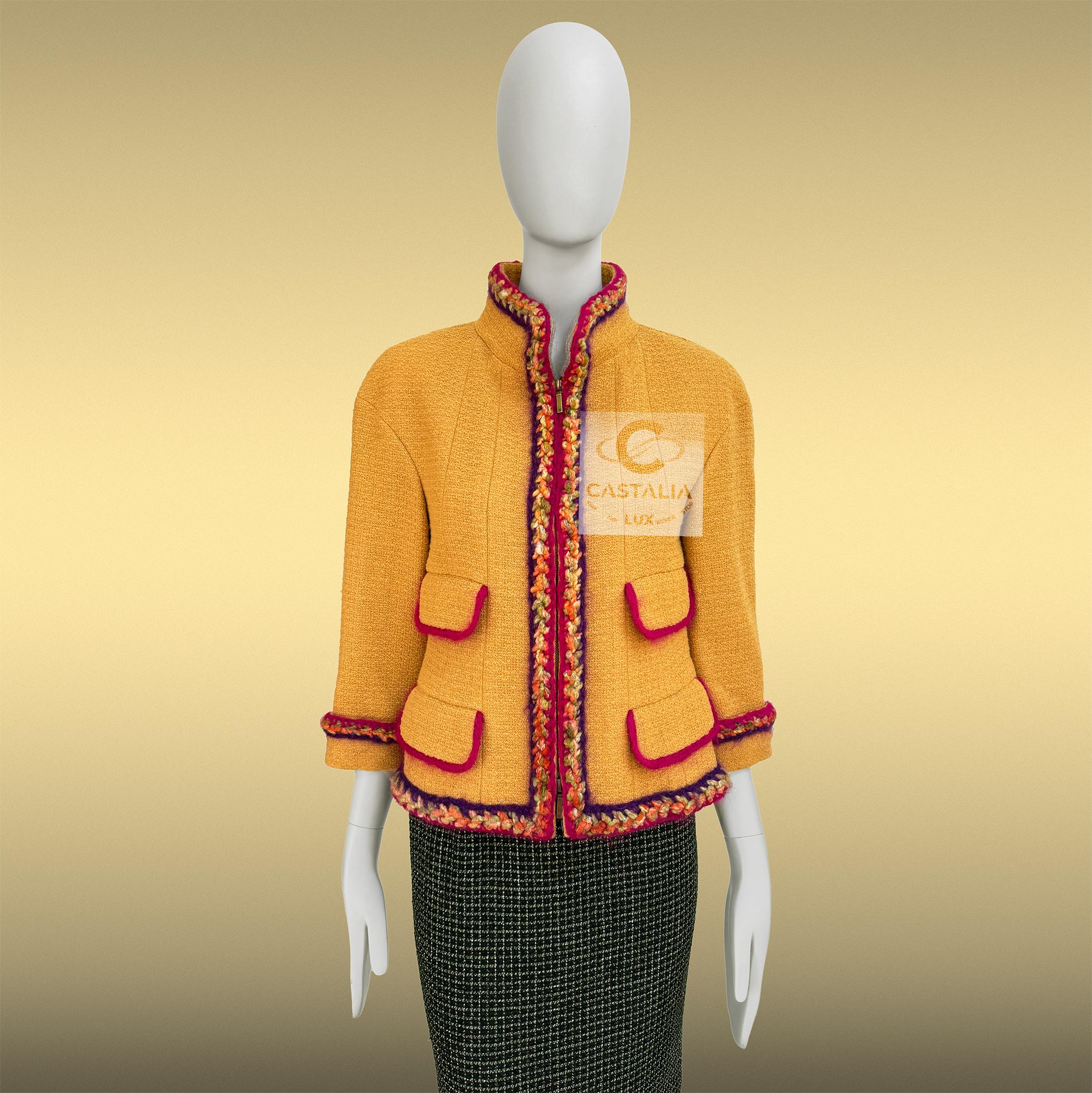 CHANEL Supermarket Runway  Mustard Tweed Jacket 36 FR For Sale 3