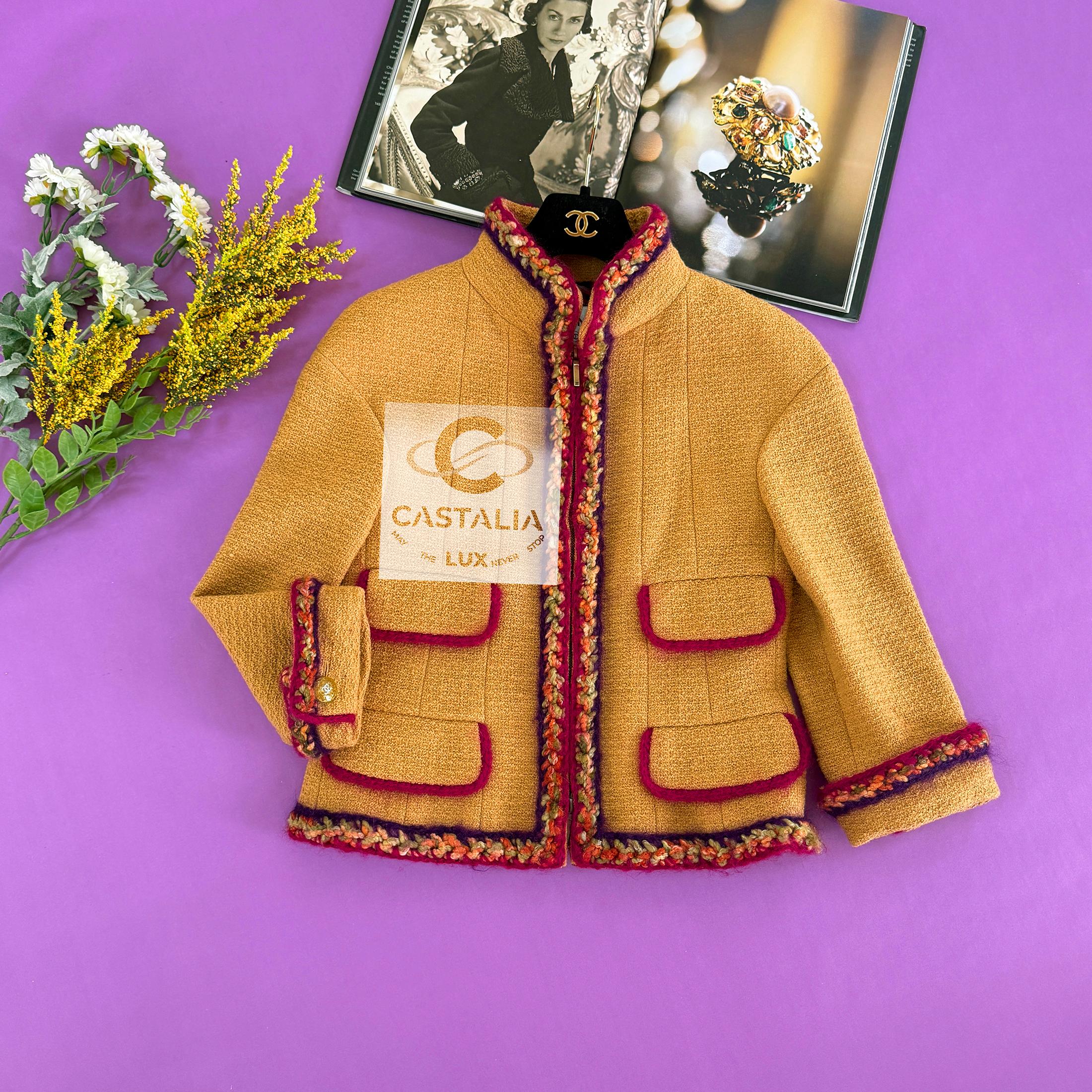 Pasarela Supermercado CHANEL  Chaqueta de tweed mostaza 36 FR en venta 3