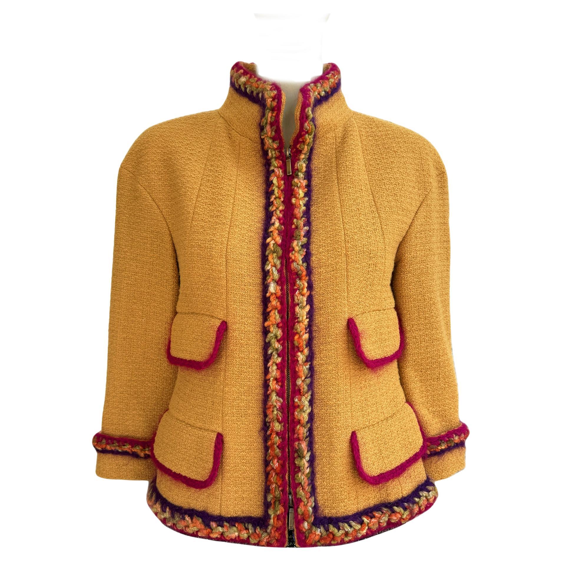 CHANEL Supermarket Runway  Mustard Tweed Jacket 36 FR For Sale