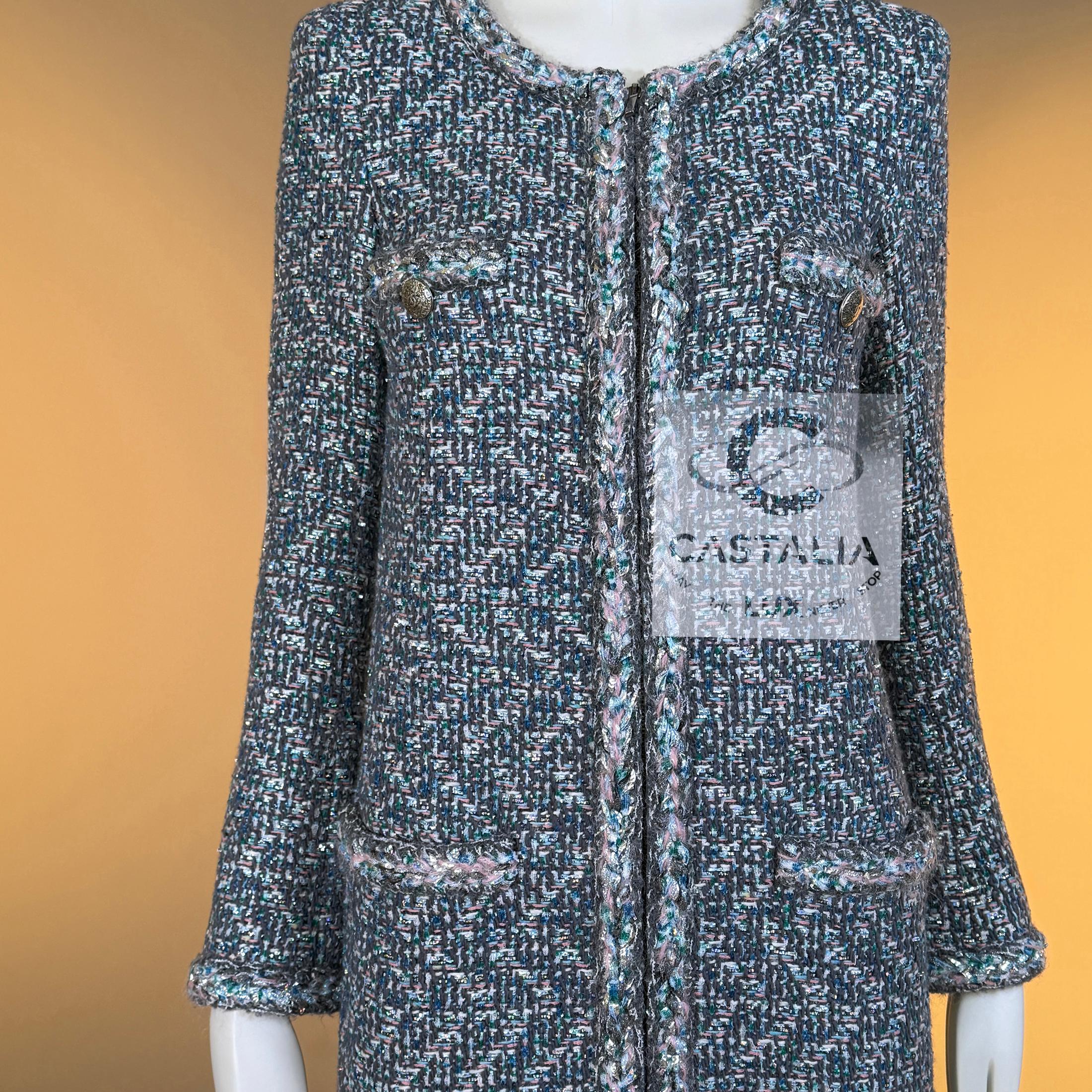 CHANEL Supermarkt Runway Shimmer Tweed Mantel 36 FR im Angebot 5