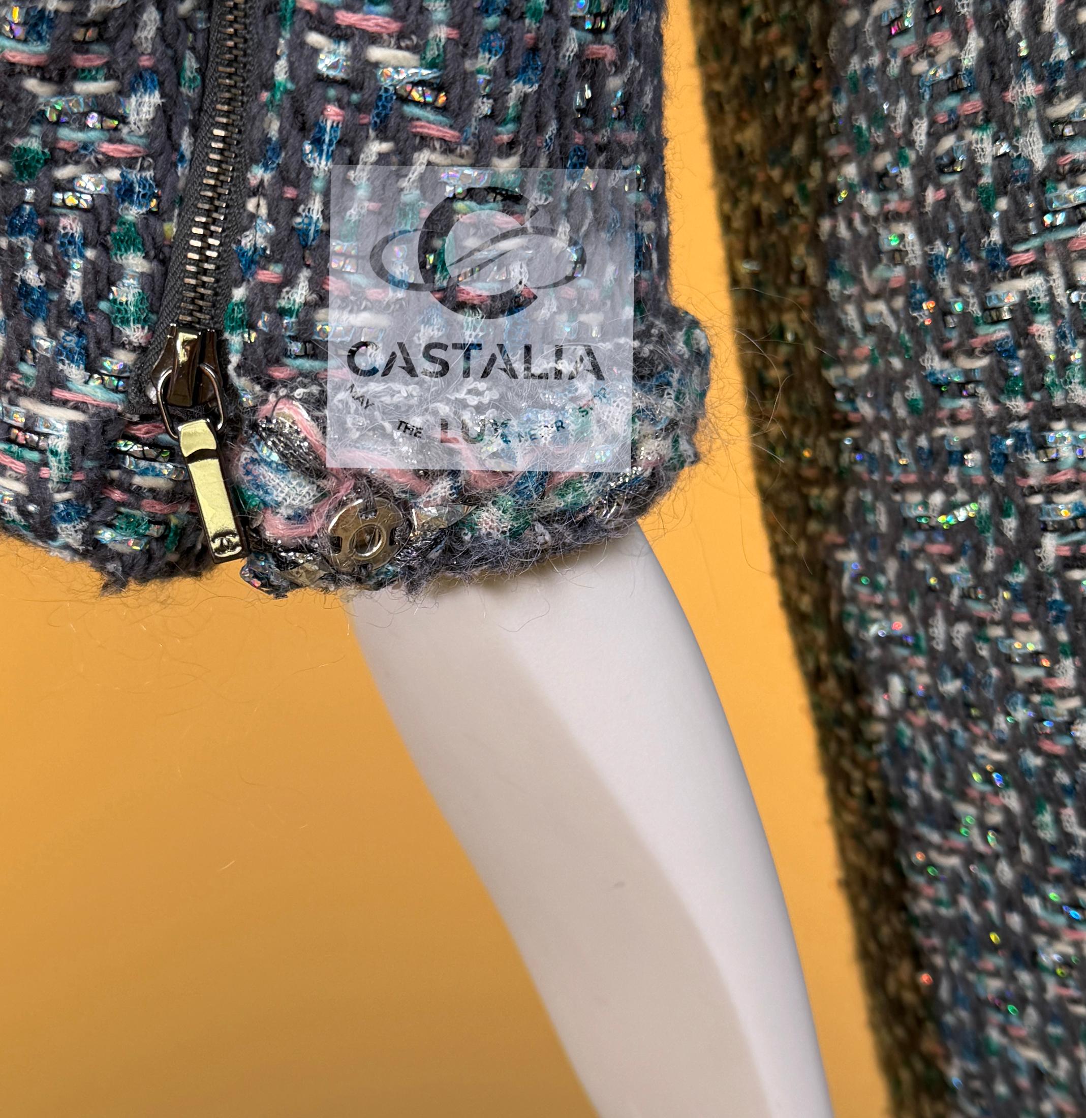 CHANEL Supermarkt Runway Shimmer Tweed Mantel 36 FR im Angebot 7