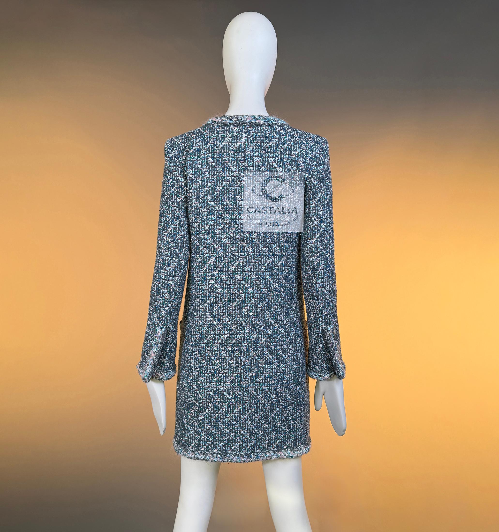 CHANEL Supermarkt Runway Shimmer Tweed Mantel 36 FR im Angebot 9