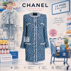 CHANEL 13K$ 2014 Supermarket Runway Shimmer Tweed Coat 36 FR