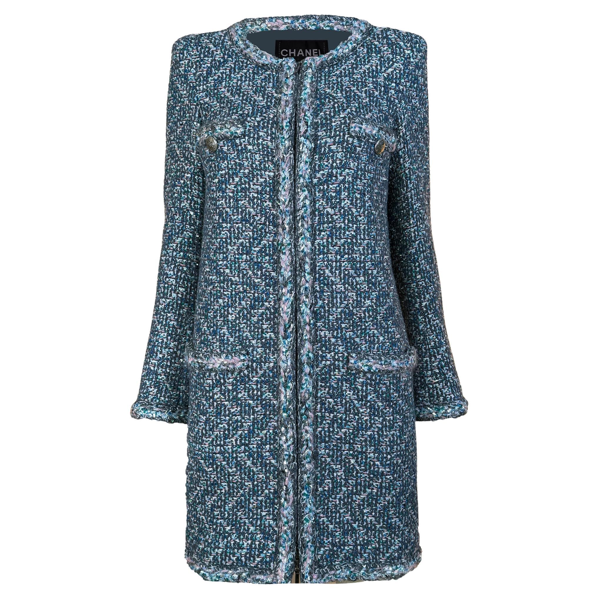 CHANEL Supermarket Runway Shimmer Tweed Coat 36 FR
